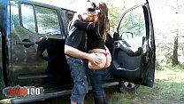 Jessica Hot is pissing on Terry’s Dick and gets fucked hard in the woods